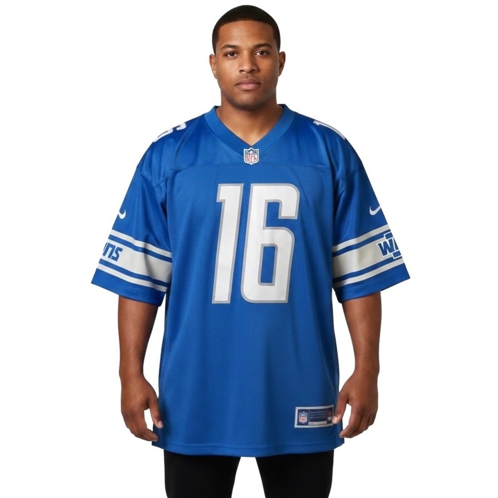 NFL Jared Goff Detroit Lions Jersey Blue Mens X-Large 16 Football Game Shirt